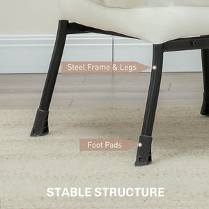 Fauteuil d'appoint avec poches latérales et pieds en acier massif, blanc crème