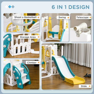 Ensemble de balançoire et toboggan 6 en 1 jaune