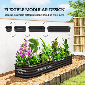 Jardinière surélevée galvanisée avec bordure de sécurité, noir