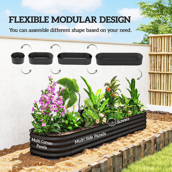 Jardinière surélevée galvanisée avec bordure de sécurité, noir