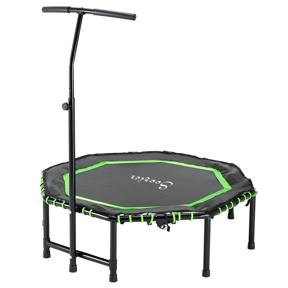 Mini trampoline 48 pouces, pliable, avec barre de maintien réglable, vert