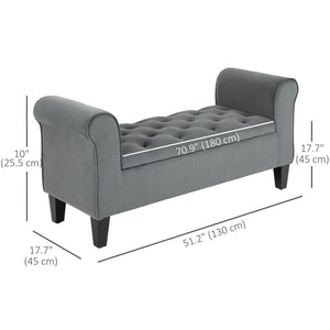 Banc ottoman de rangement capitonné à bouton, gris