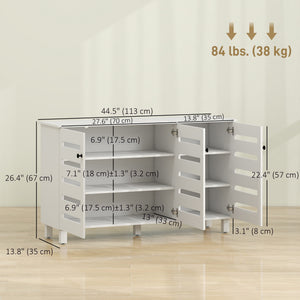 Meuble à chaussures avec 2 armoires et tablettes ajustables pour 15 paires, blanc