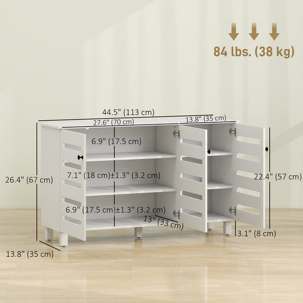 Meuble à chaussures avec 2 armoires et tablettes ajustables pour 15 paires, blanc