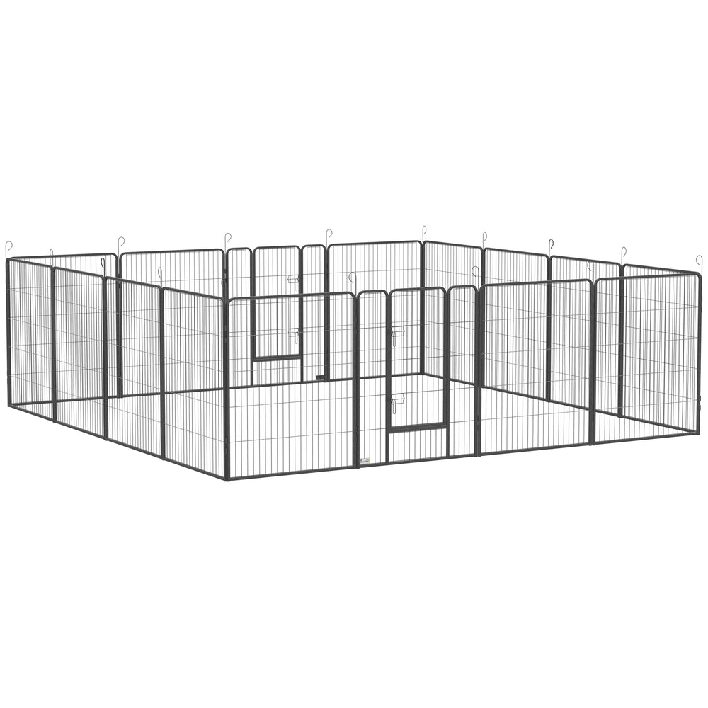 Heavy Duty 16-Panel Dog Park, Grey
