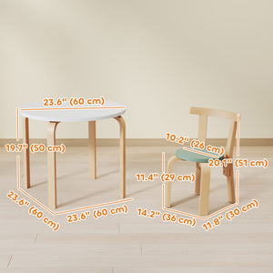 Ensemble table et chaises en bois pour enfants, vert