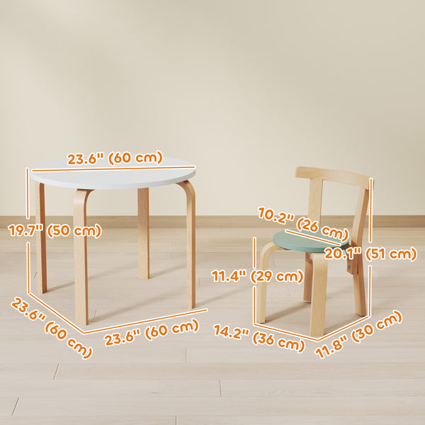 Ensemble table et chaises en bois pour enfants, vert
