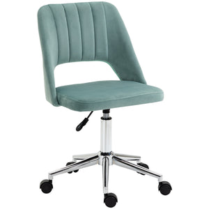 Office chair with mid-high back in green velvet.