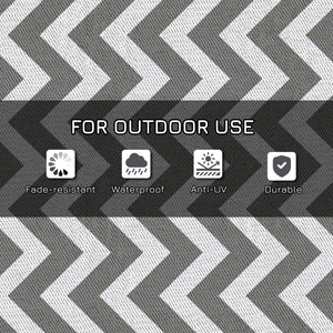 Tapis d'extérieur réversible pour patio, tapis en paille plastique 4' x 6' pour jardin, terrasse, plage, camping, gris et blanc