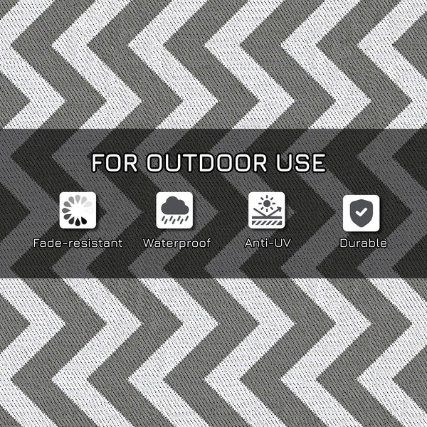 Tapis d'extérieur réversible pour patio, tapis en paille plastique 4' x 6' pour jardin, terrasse, plage, camping, gris et blanc