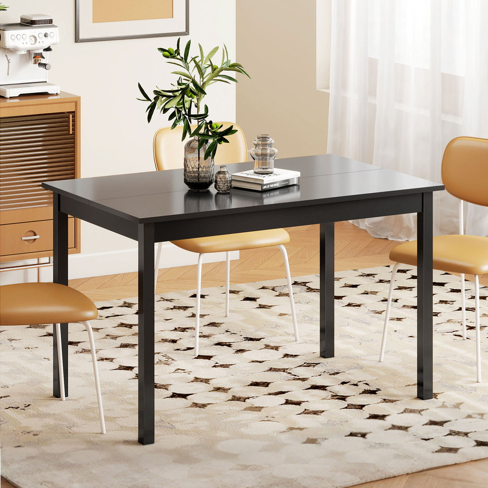 Table de salle à manger style campagnard, structure en pin, noire