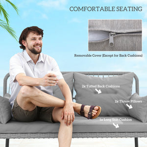 Ensemble de mobilier 2 pièces en résine tressée, gris clair