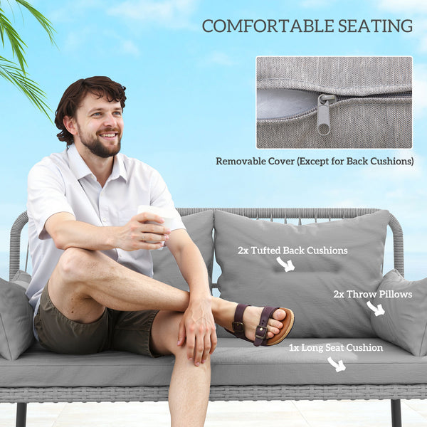 Ensemble de mobilier 2 pièces en résine tressée, gris clair