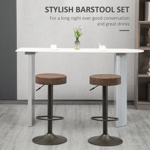 Set of 2 modern bar stools in faux leather, brown