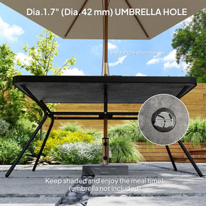 Table de jardin rectangulaire avec trou pour parasol