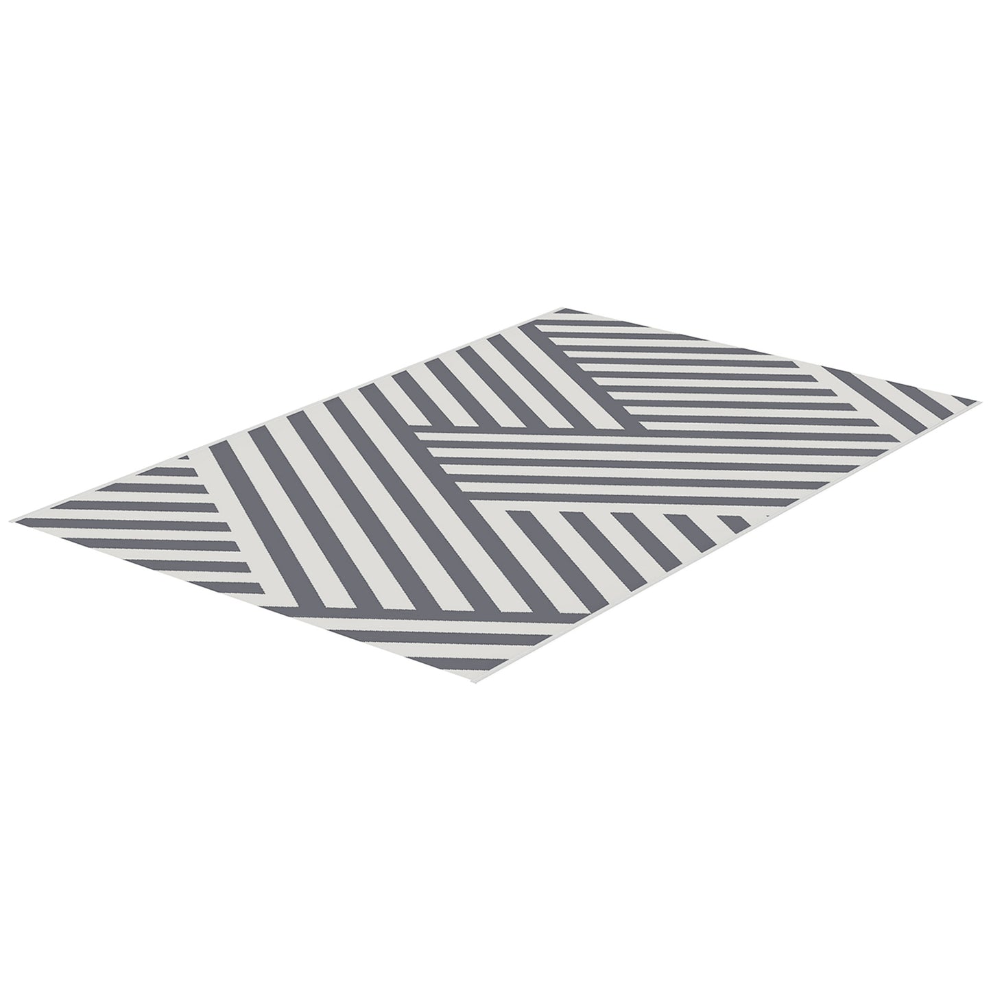 Tapis d'extérieur réversible pour patio, tapis en plastique 6' x 9' pour jardin, terrasse, plage, camping, gris et crème