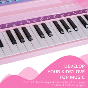 37 Keys Mini Musical Electronic Piano with Mic, Pink 