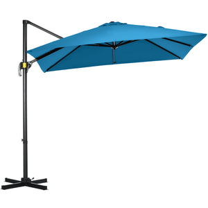 Parasol déporté carré de 8 pieds avec rotation à 360°, en aluminium, turquoise