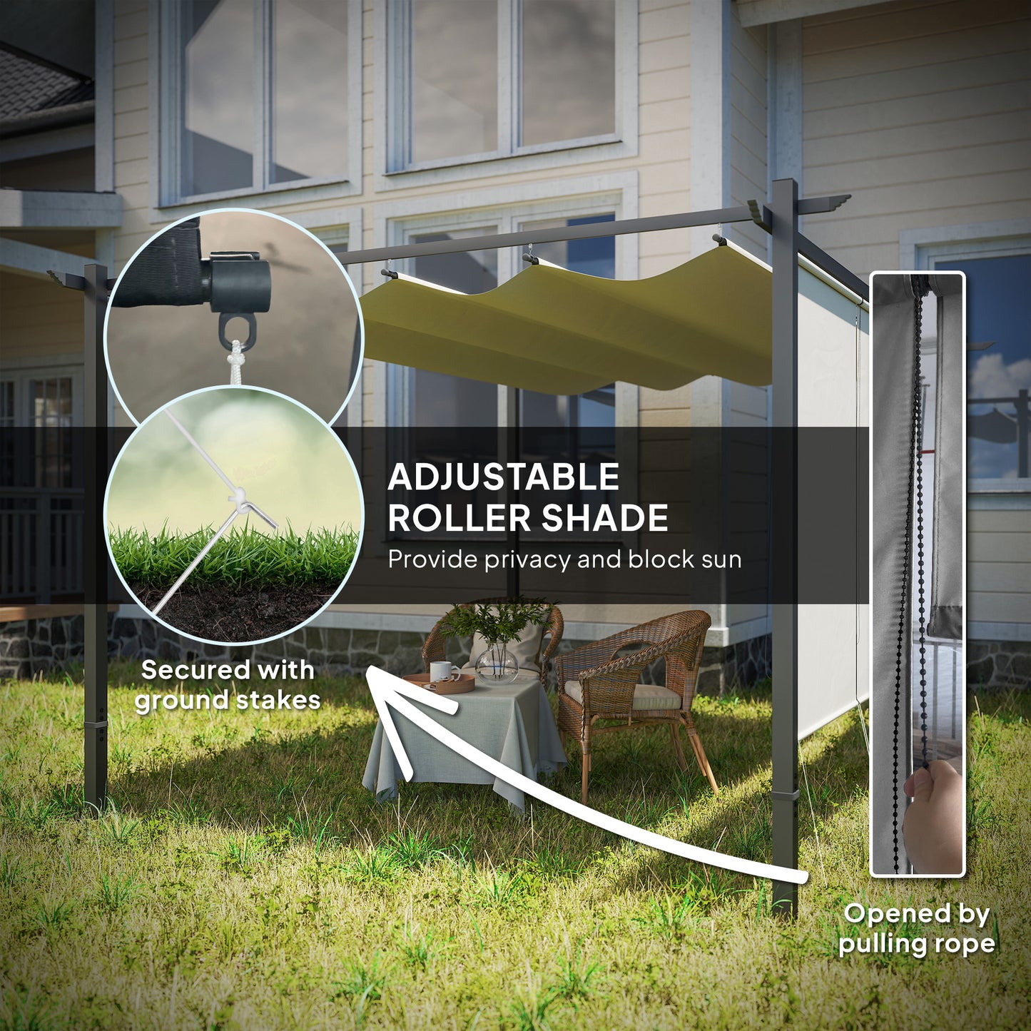 Pergola rétractable 10' x 12' avec store enrouleur, gazebo mural ou autoportant, UPF30+