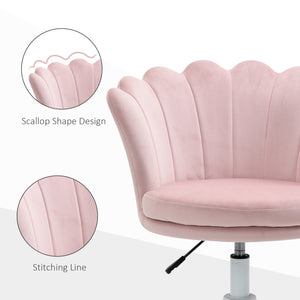 Chaise de bureau à hauteur réglable en velours, rose