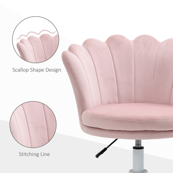 Chaise de bureau à hauteur réglable en velours, rose