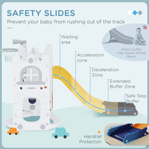 Ensemble de jeux d'intérieur Qaba 6 en 1 avec toboggan, balançoire, panier de basket, structure d'escalade, espace de rangement et télescope