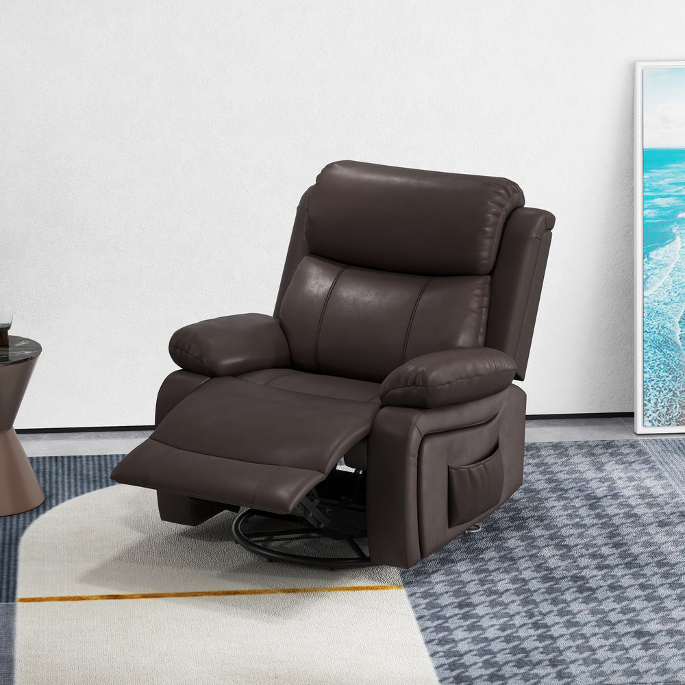 Fauteuil inclinable en similicuir avec massage par vibrations, marron