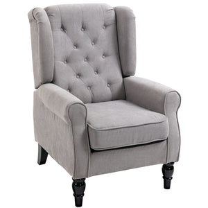 Fauteuil d'appoint en tissu moderne rembourré avec pieds en bois, accoudoirs roulés, gris