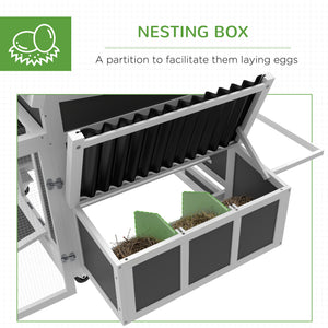 Wooden chicken coop with large run, dark grey
