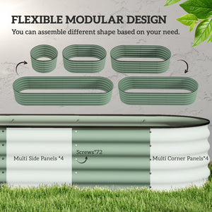 Jardinière surélevée en acier galvanisé avec bordure de sécurité, verte