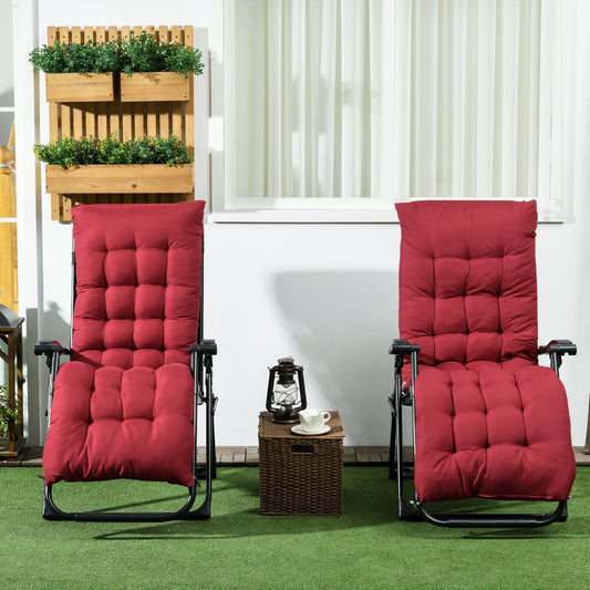 Lot de 2 chaises inclinables zéro gravité avec coussin et appui-tête, rouge vin