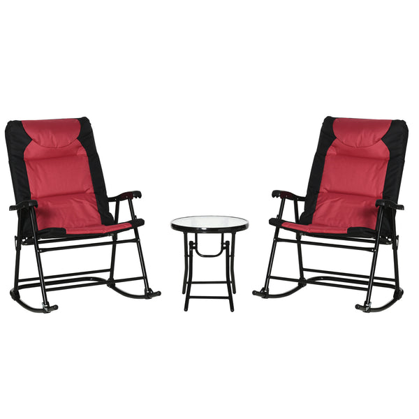 3-piece folding bistro set with rocking chairs