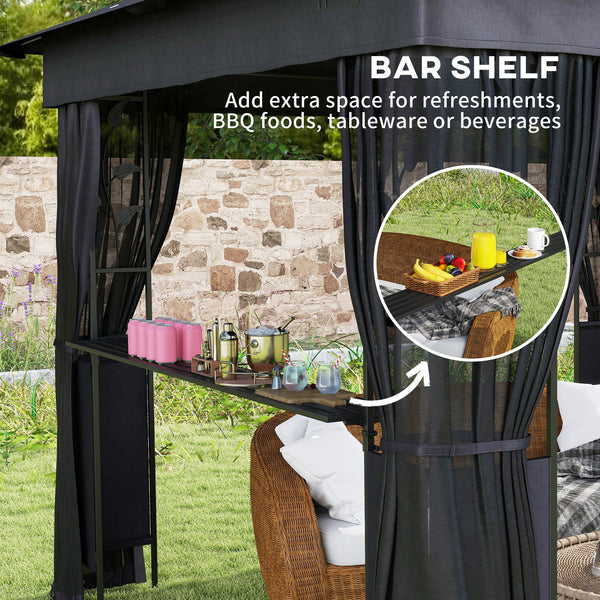 Gazebo 10' x 10' avec étagères et filet, UV30+ pour pelouse, jardin et terrasse