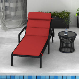 Coussin de rechange pour chaise longue avec appui-tête et attaches, rouge vin