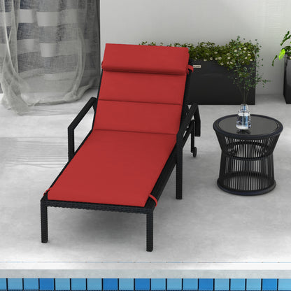 Coussin de rechange pour chaise longue avec appui-tête et attaches, rouge vin