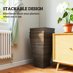 Ensemble de 3 jardinières hautes, marron