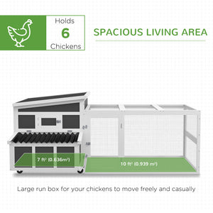 Wooden chicken coop with large run, dark grey