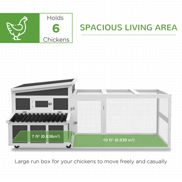 Wooden chicken coop with large run, dark grey