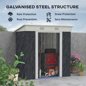 Abri de jardin avec portes coulissantes verrouillables et aérations, gris anthracite