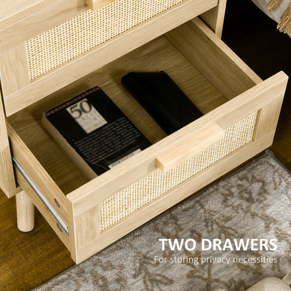Lot de 2 tables de chevet style bohème avec 2 tiroirs