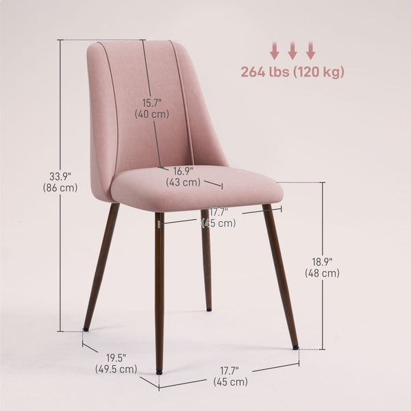 Set of 4 velvet upholstered dining chairs, pink