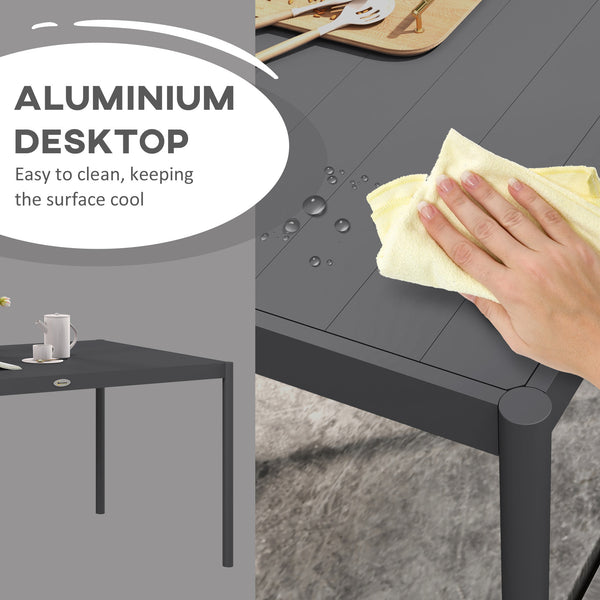 Table de jardin avec structure en aluminium, gris foncé