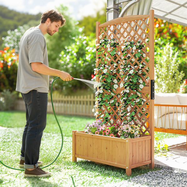 Jardinière surélevée avec treillis en bois