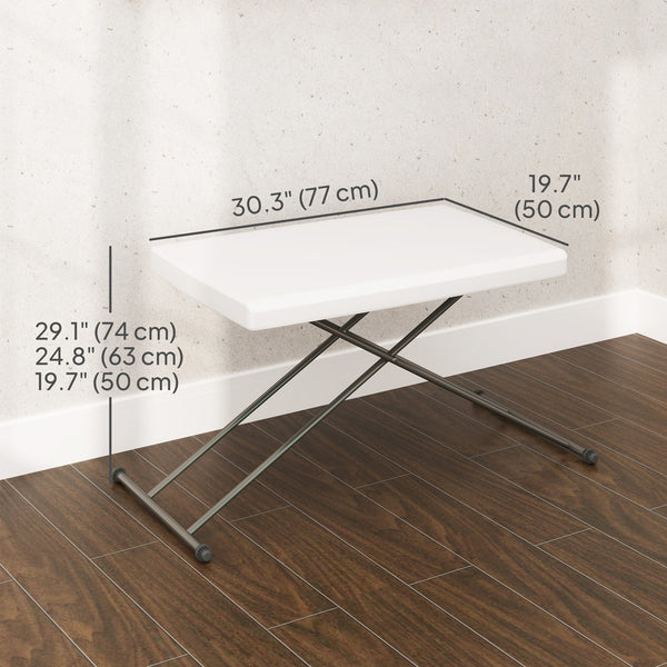 Table pliante d'extérieur réglable en 3 niveaux, blanche
