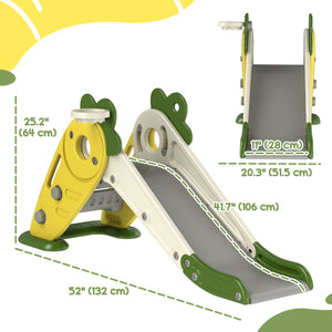 Toboggan pliable 3 en 1 pour tout-petits avec panier de basket jaune