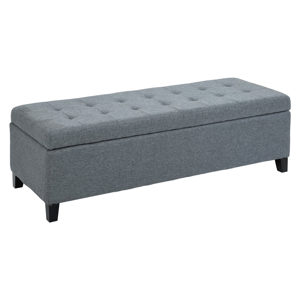 Banc d'entrée rectangulaire capitonné en lin, gris