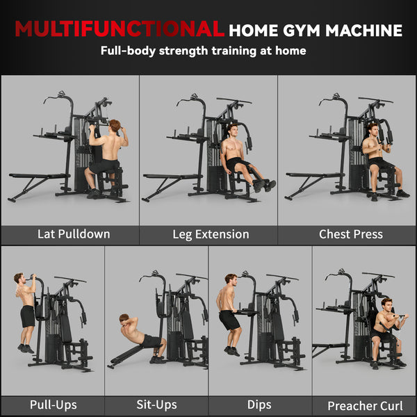 Station de musculation multifonction avec charge ajustable de 152 lb