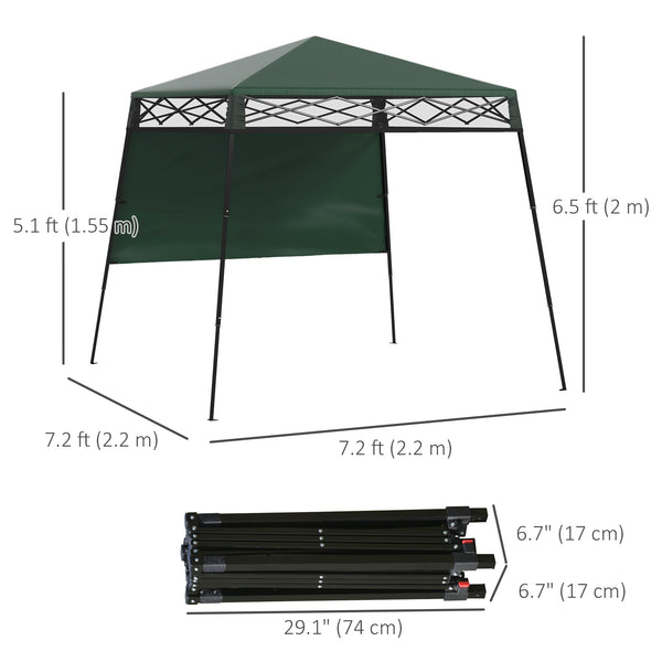 Toit de jardin pliable 7 x 7 avec sac à dos et pieds réglables, vert
