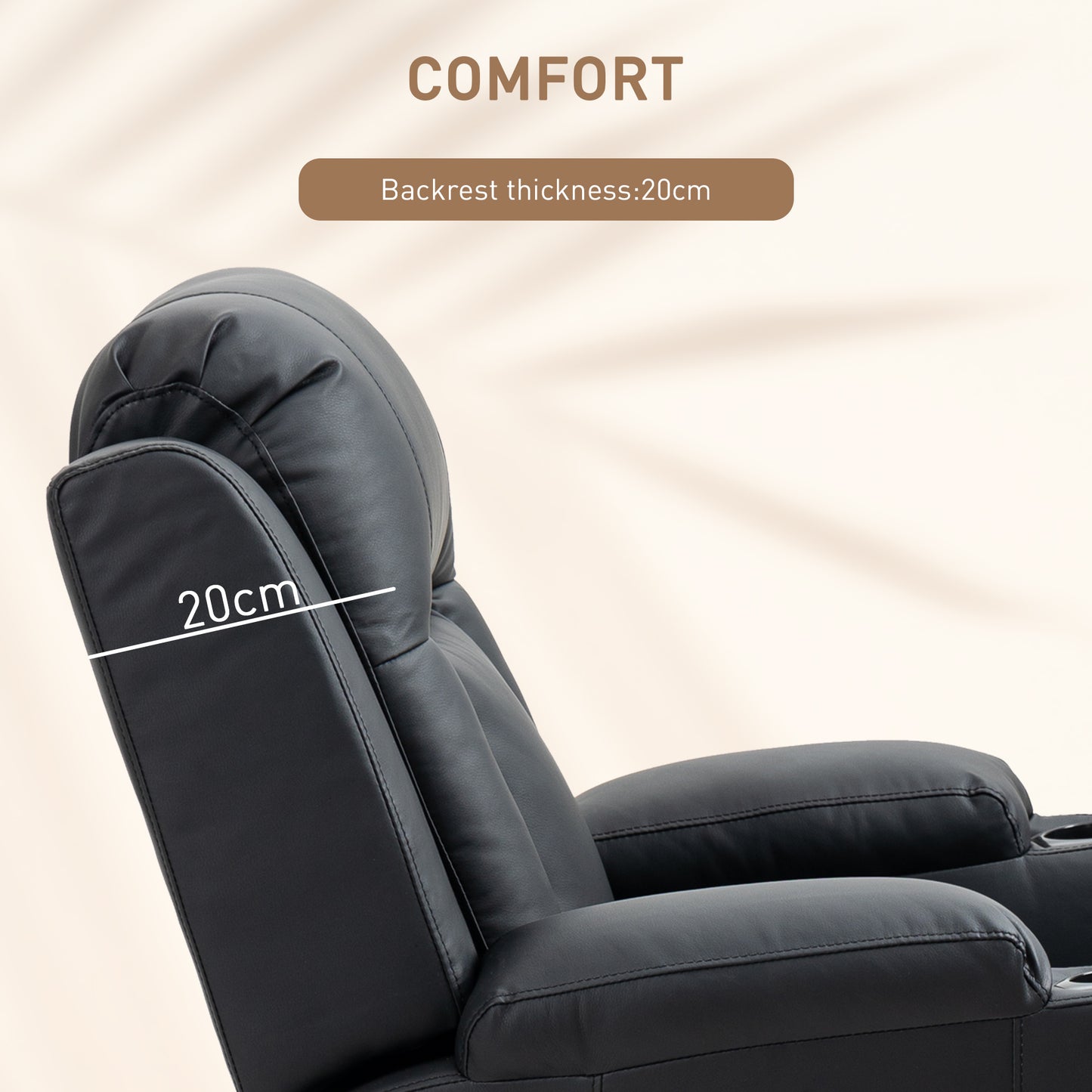 Fauteuil inclinable massant, pivotant à 360°, rembourré en cuir synthétique, noir