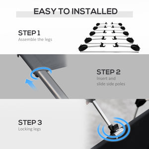 Lit de camp léger en aluminium avec support robuste et sac de transport, noir